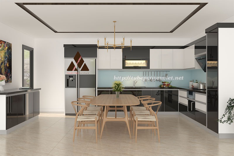 Tủ bếp nhựa Laminate kiểu chữ U