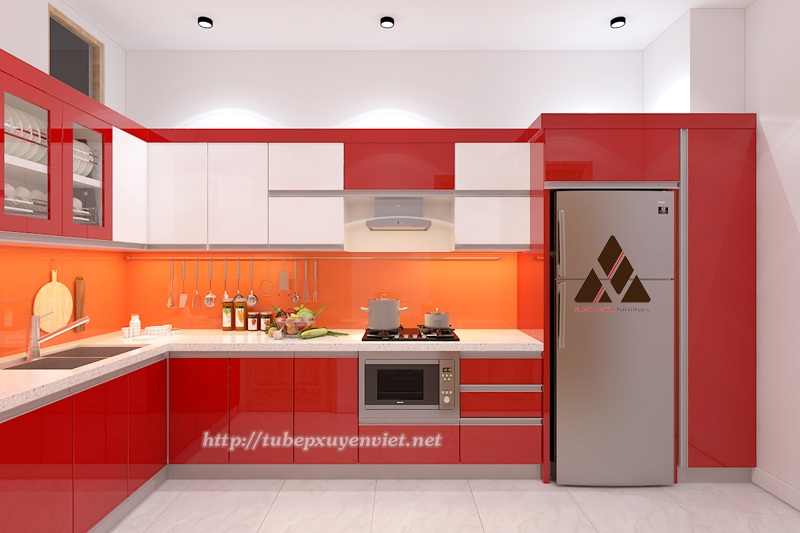 Tủ bếp nhựa Laminate chữ L